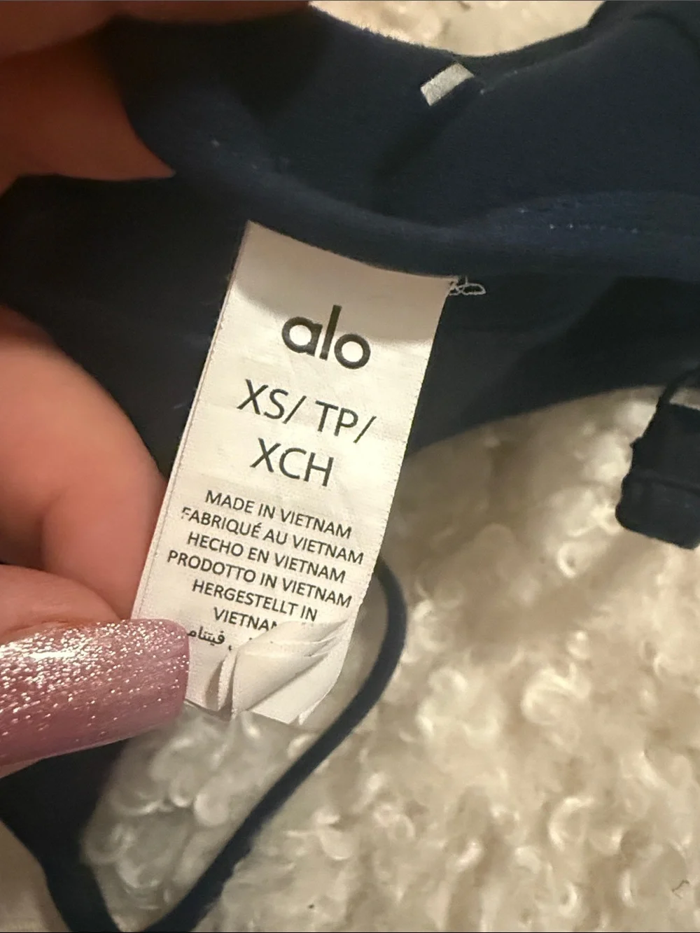 ALO Yoga Blue Ribbed Underband Strappy Sports Bra